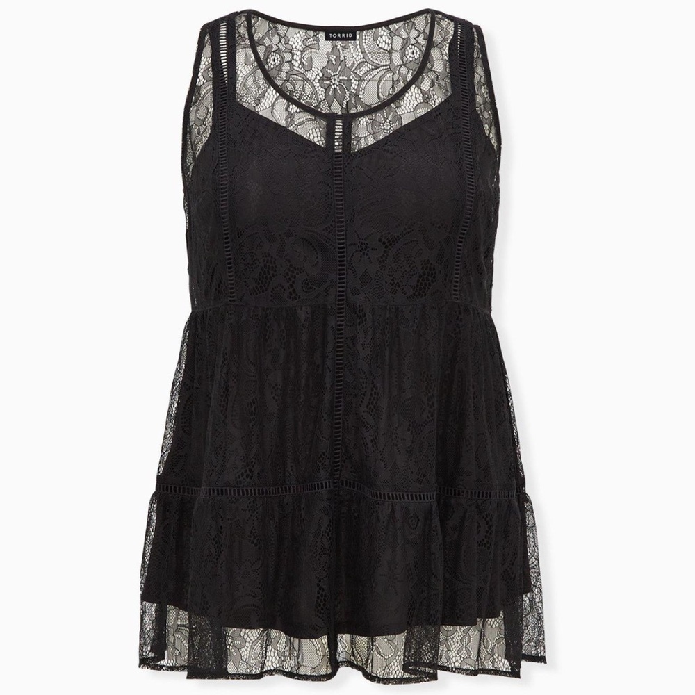 Babydoll Lace Tiered Tunic Tank— 3X